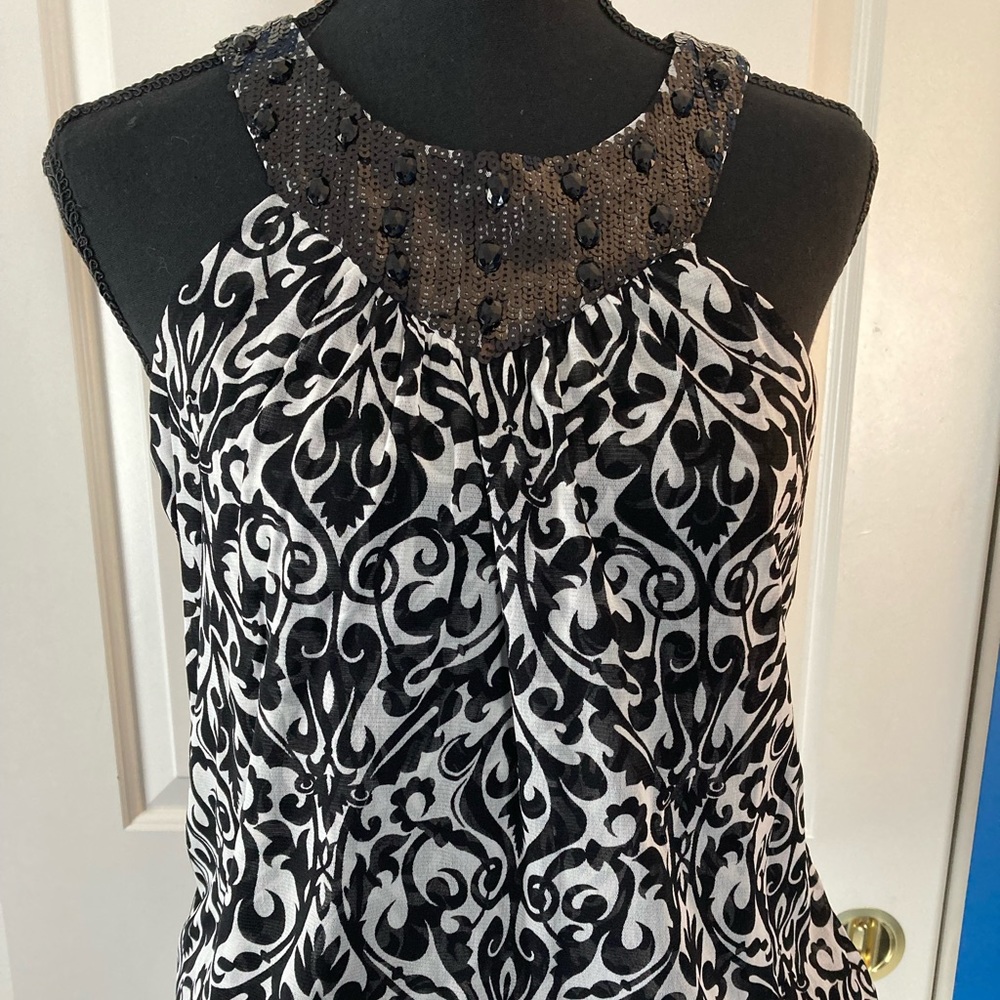 Gorgeous INC Halter Type Beaded Sequin Top, M